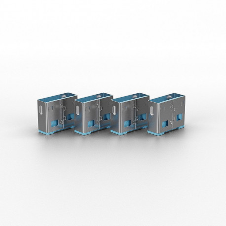 USB Port Blocker - LINDY USB Type A Port Blocker, 4pcs Blue, With Key