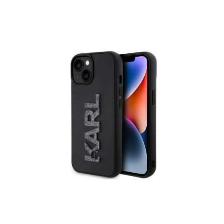 Karl Lagerfeld Karl Lagerfeld 3D Rubber Glitter Logo case for iPhone 15 - black