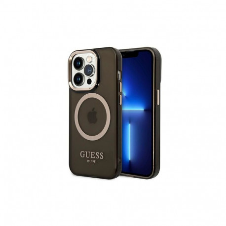 Guess Guess GUHMP14LHTCMK iPhone 14 Pro 6.1" black/black hard case Gold Outline Translucent MagSafe