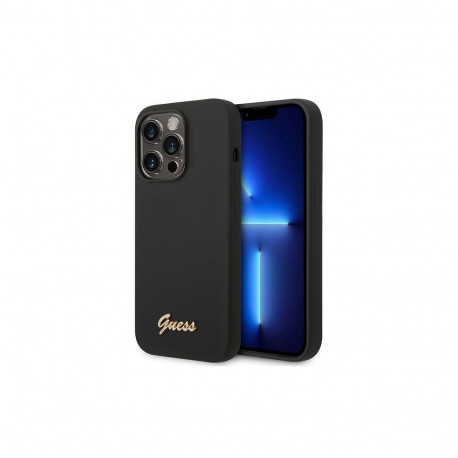 Guess Guess GUHCP14XSLSMK iPhone 14 Pro Max 6.7" black/black hard case Silicone Vintage Gold Logo