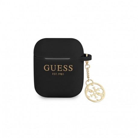 Guess Guess GUA2LSC4EK AirPods 1/2 cover black/black Silicone Charm 4G Collection