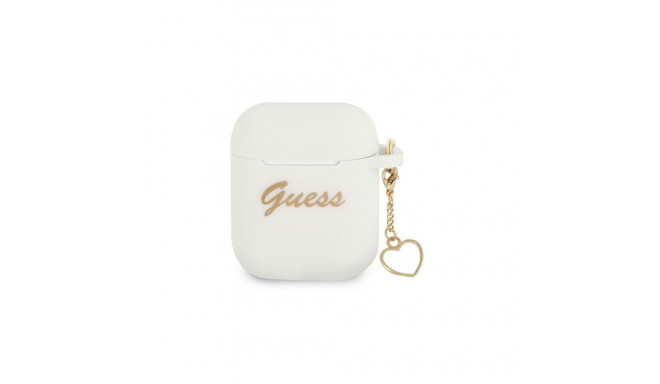 Guess Guess GUA2LSCHSH AirPods 1/2 cover white/white Silicone Charm Heart Collection