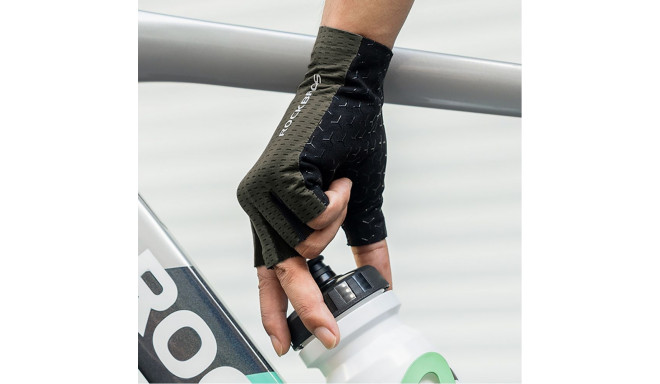 Rockbros Rockbros Breathable Short Finger Cycling Gloves Size: M - Green
