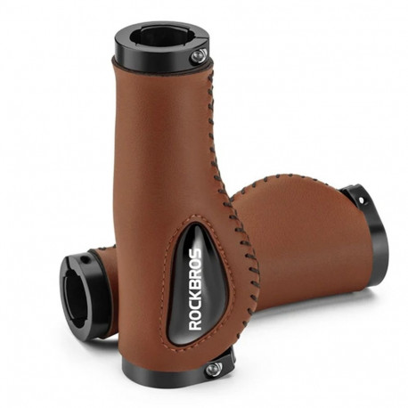 Rockbros Rockbros 40720001002 leather bicycle grips - brown
