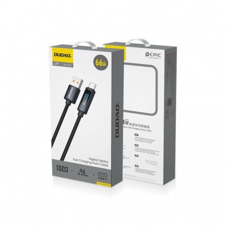 Dudao Dudao L7T USB-A - USB-C 66W Cable with LED Display 1m - Black