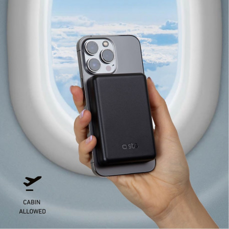 SBS SBS TEBB5000MAG1CK Wireless Power Bank 5000 mAh USB-C, MagSafe Compatible - Black