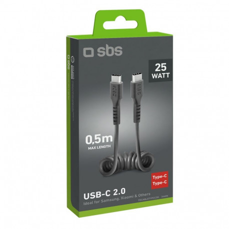 SBS SBS TECABLETYPCCSK USB-C spiral cable - USB-C 0.5m - black