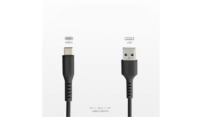 SBS SBS TECABLEMICROC15K USB-A - USB-C Cable 1.5m - Black