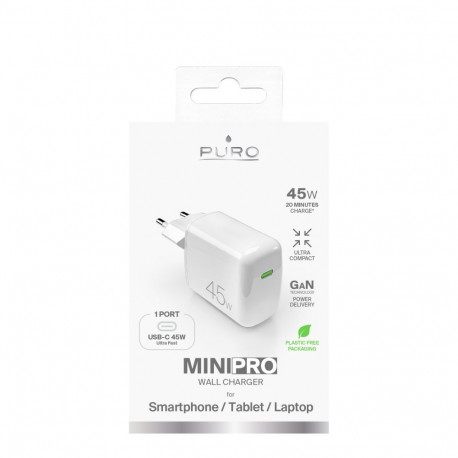 Puro Elektrik Puro Super Mini 45W PD GaN USB-C Wall Charger - White