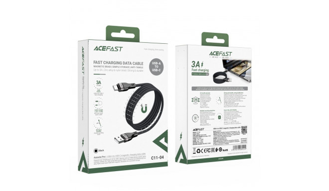 Acefast Acefast C11-04 USB-A - USB-C 3A Cable 1.2m Magnetic Braid - Black