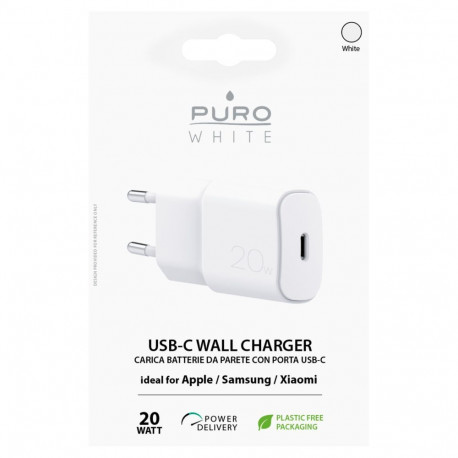 Puro Elektrik Puro White 20W Power Delivery USB-C Wall Charger - White