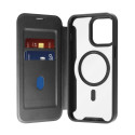 Puro Puro Book Mag MagSafe Leather Case with Flap and Card Slot for iPhone 16 Pro Max - Black