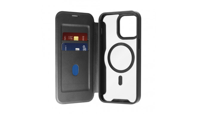 Puro Puro Book Mag MagSafe Leather Case with Flap and Card Slot for iPhone 16 Pro Max - Black