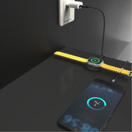 Dudao Dudao A12MaxC PD60W 2-in-1 Charger for Apple Watch / USB-C 1.2m - Black