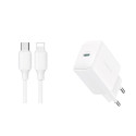 Joyroom Joyroom JR-TCF20 USB-C PD 20W network charger - white + USB-C / Lightning cable 1m