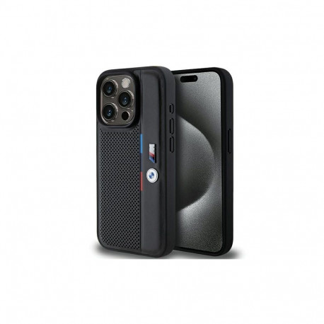 BMW BMW Perforated Tricolor Line case for iPhone 15 Pro - black