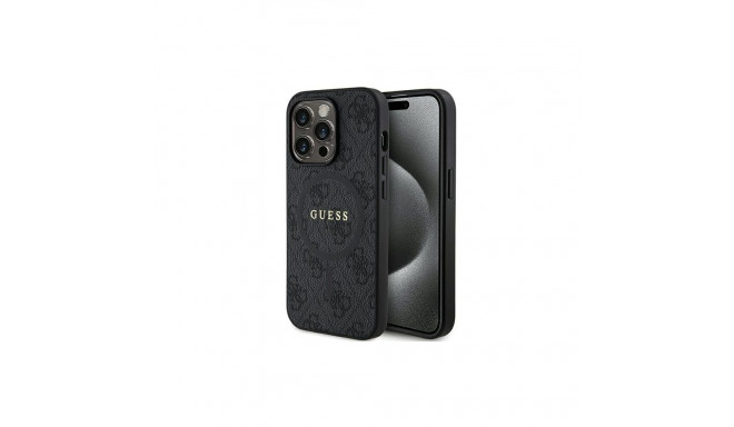 Guess Guess 4G Collection Leather Metal Logo MagSafe Case for iPhone 14 Pro Max - Black