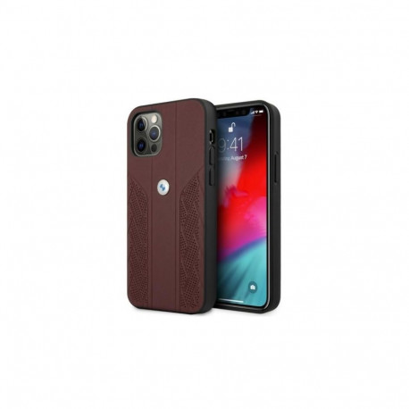 BMW BMW Leather Curve Perforate Case for iPhone 12 Pro Max - Red