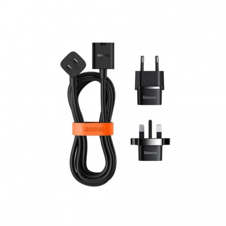 Baseus Universal PowerCombo cable / extension cord with mini power strip 1m black (EU and UK power a