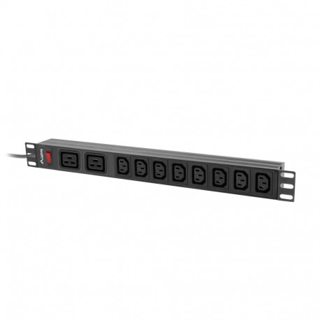 Lanberg toitejaotusseade (PDU) 19" 1U 16A 2m 2x C19 8x IEC C13 pistikupesad, must C20