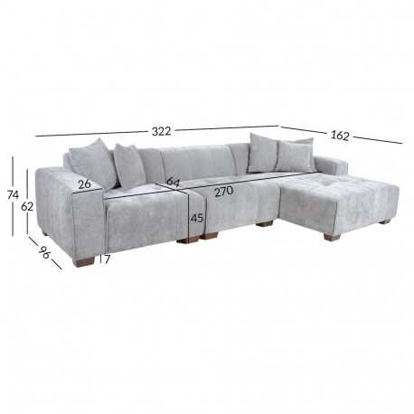 Corner sofa DAHLIA RC, light grey