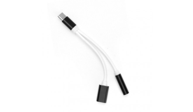Adapter AUX 2in1 Type C (male) to Type C (female) / Jack 3,5 mm (female) black
