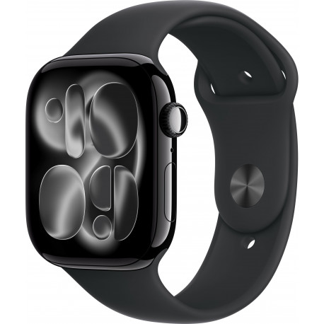 Apple Watch 11 GPS 46mm Sport Band M/L, jet black/black (MEUX4ET/A)