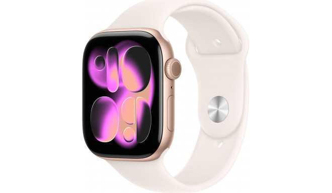 Apple Watch 11 GPS 46mm Sport Band S/M, rose gold/light blush (MEV64ET/A)