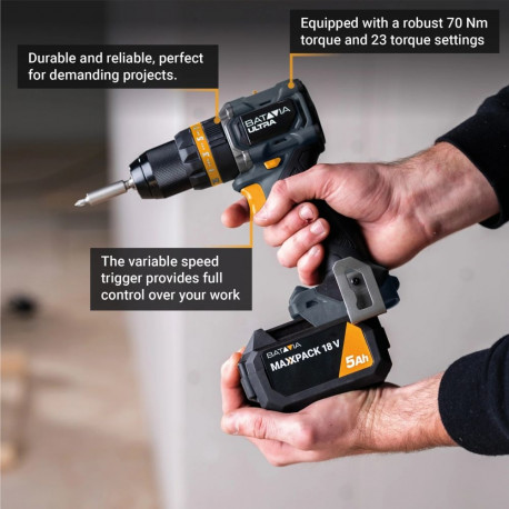 Batavia B.V. 18V Cordless Brushless Combi Drill 70 Nm, Without Battery and Charger