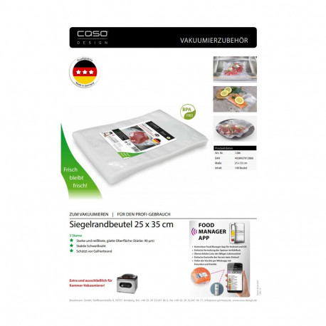 Caso | Sealed edge bags | 01286 | 100 bags | Dimensions (W x L) 25 x 35  cm