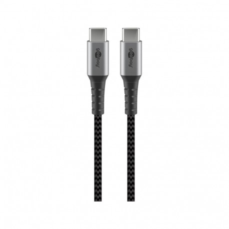 USB-C to USB-C Textile cable with metal plugs (Space grey / silver) 2 m