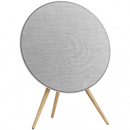 Beosound A9 5th Gen Speaker Natural Alu (Back Grey Mist/Cover Kvadrat Light Grey/Legs Oak)