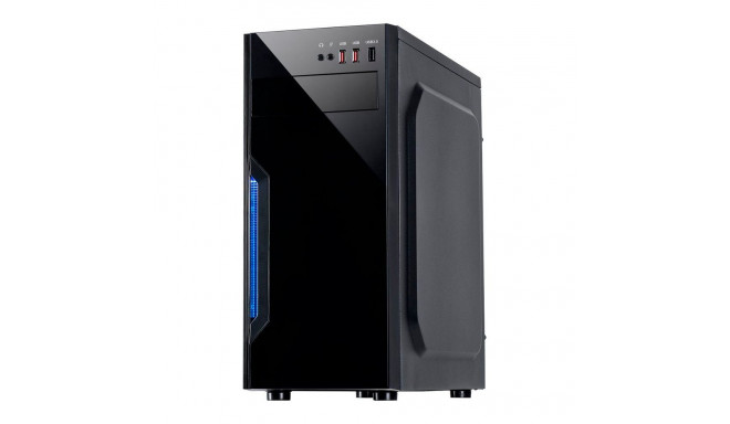 Chassis INTER-TECH B-42 Black Midi Tower, ATX, 2xUSB2.0, Blue LED strip, PSU optional