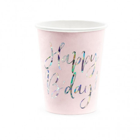 PartyDeco tops 0,22 l, papist, 6 tk, Happy Birthday