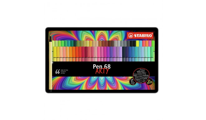 STABILO tindipliiats Pen 68 ARTY, 66 osa, metallkarbis