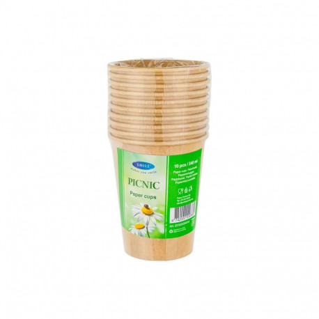 Coffee cups SMILE 240ml Kraft 10pcs