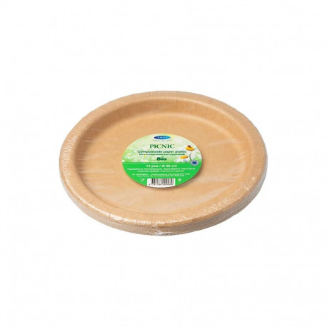 SMILE paper plate 18cm Kraft, bio-coated 12pcs