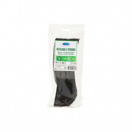 Lusikad SMILE korduvkasutatavad 20tk musta värvi