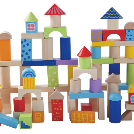 Gerardo's Toys Puidust värvilised ehitusklotsid