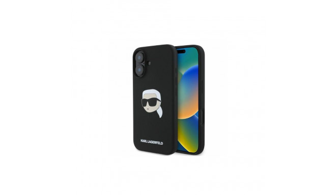 Karl Lagerfeld Karl Lagerfeld Silicone Karl Head Print MagSafe iPhone 16 Case - Black