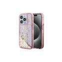Guess Guess Liquid Glitter Gold Stripes case for iPhone 15 Pro - pink