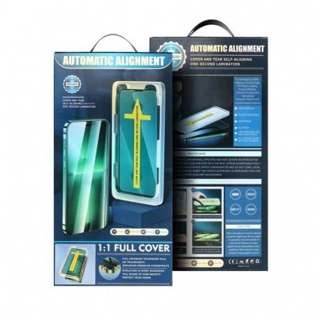 iLike Apple 5D Full Glue Tempered Glass for iPhone 13 / 13 Pro / 14 black + applicator