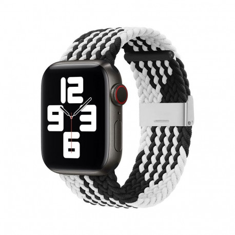 iLike Apple Watch 38/40/41mm Braided Fabric Strap Black White