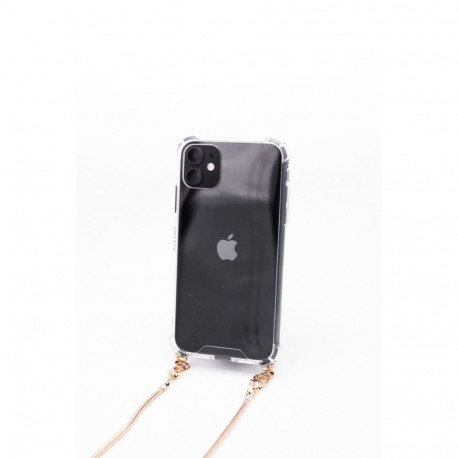 Evelatus Apple iPhone 11 Silicone Transparent with Necklace TPU Strap Gold