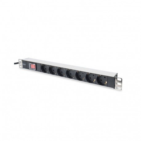 Digitus Aluminum outlet strip with switch DN-95402 Sockets quantity 7, 7x safety outlets 250VAC 50/6