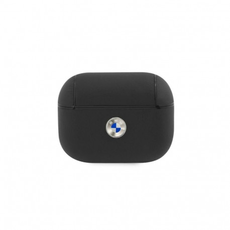 BMW - BMW BMAPSSLBK AirPods Pro cover czarny/black Geniune Leather Silver Logo Black