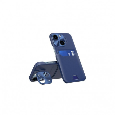 iLike Apple iPhone 14 Leather Stand Case card wallet with stand Blue