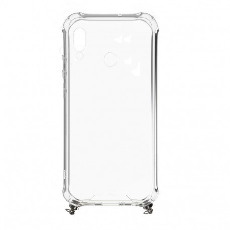 Evelatus Huawei Y6 2019 Silicone Transparent with Necklace TPU Strap Silver