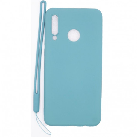 Evelatus Huawei P30 Lite Soft Touch Silicone Case with Strap Blue