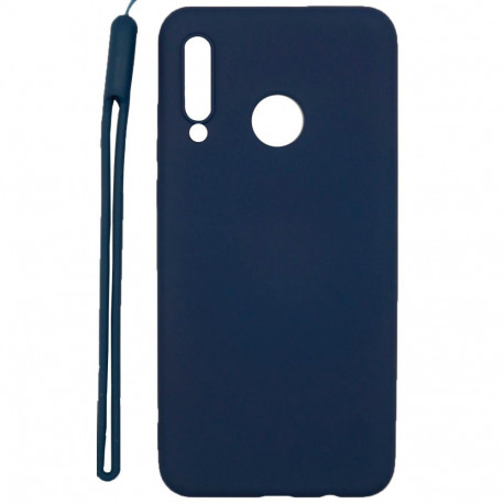 Evelatus Huawei P30 Lite Soft Touch Silicone Case with Strap Dark Blue